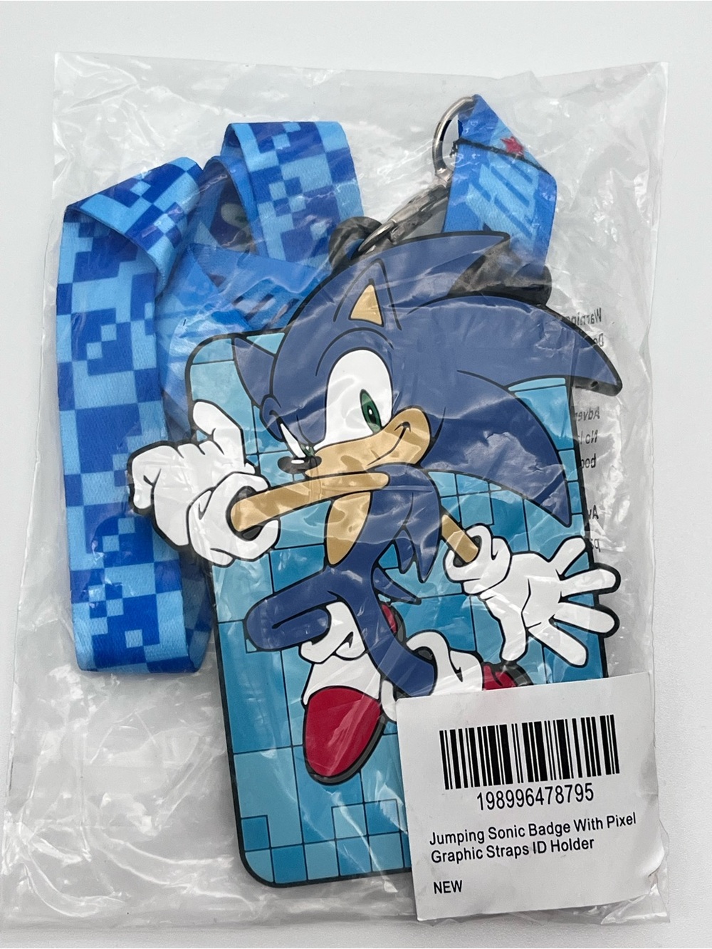SEGA Sonic The Hedgehog Lanyard 3D Rubber Pixel Design Badge Holder & Keychain